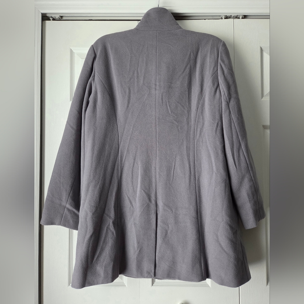 NWOT Garnet Hill Gray Ribbon Candy Ruffle Front Wool Coat Size 18 - Picture 9 of 16